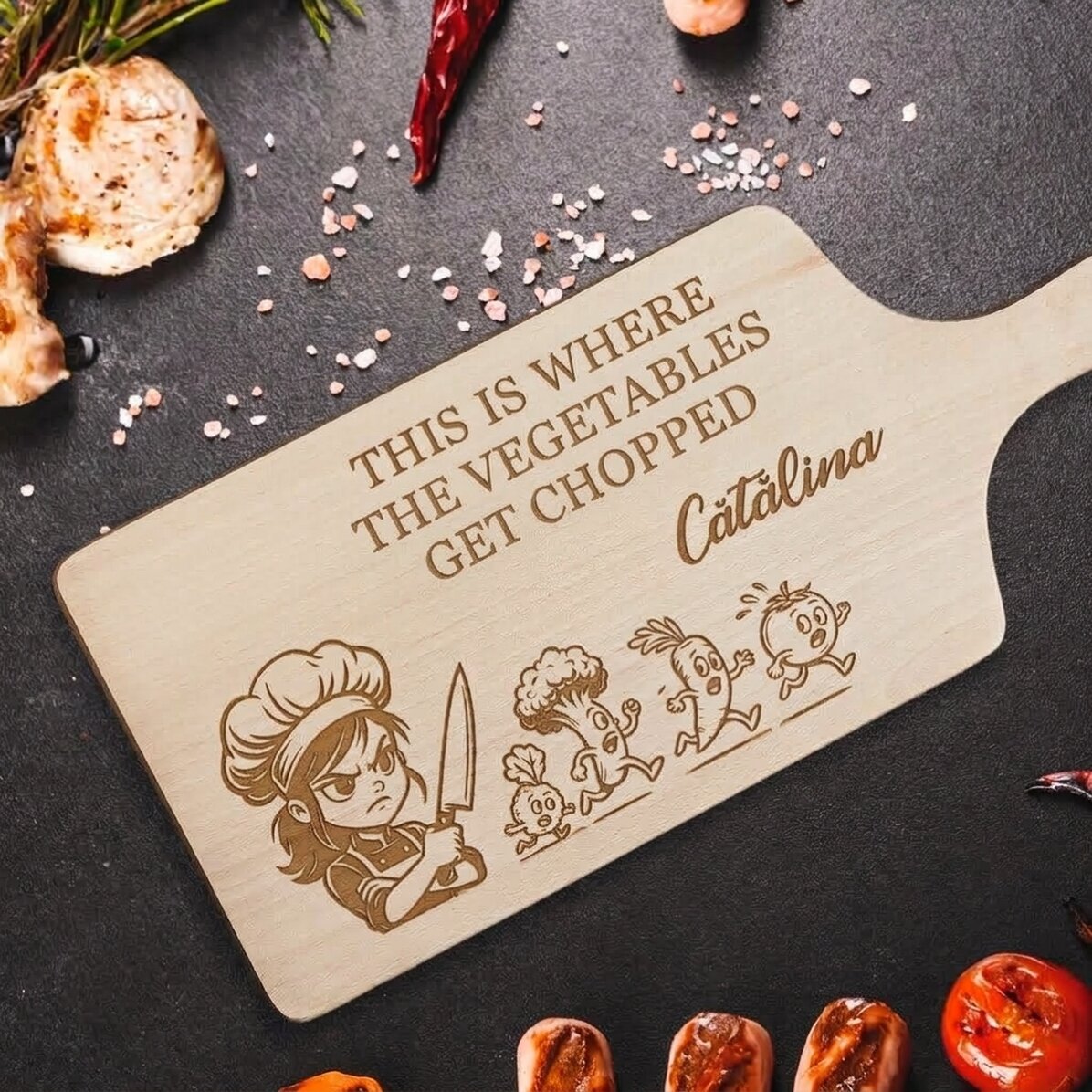 Personalised chopper with message - Vegetables
