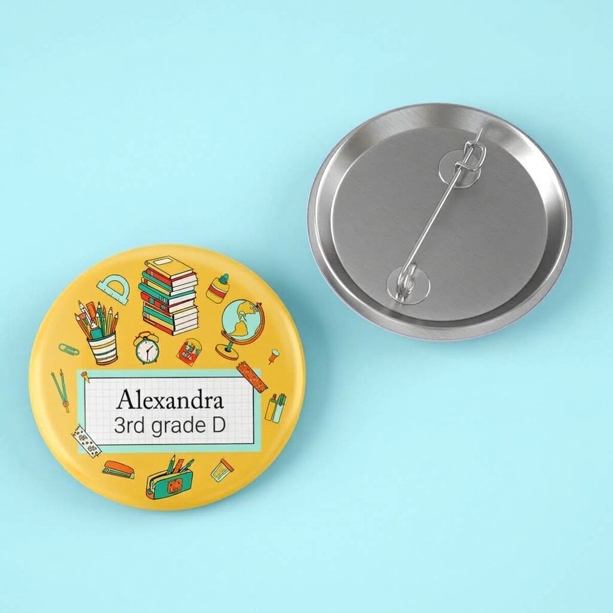 Personalised badge with name and text - School