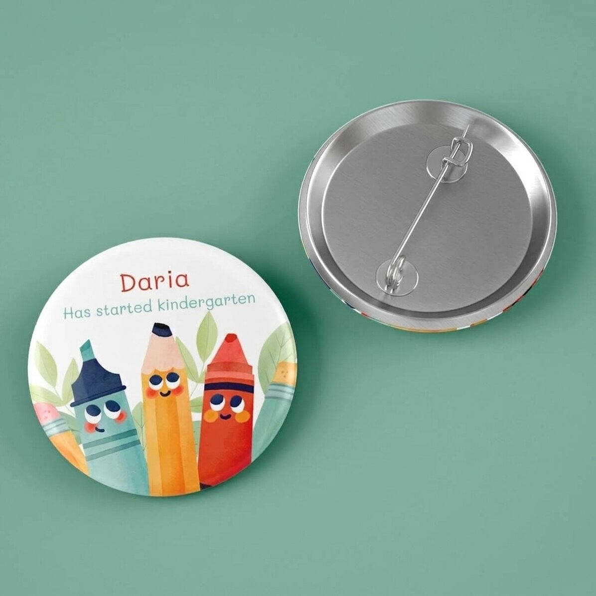 Personalised badge with name and text - Pencils