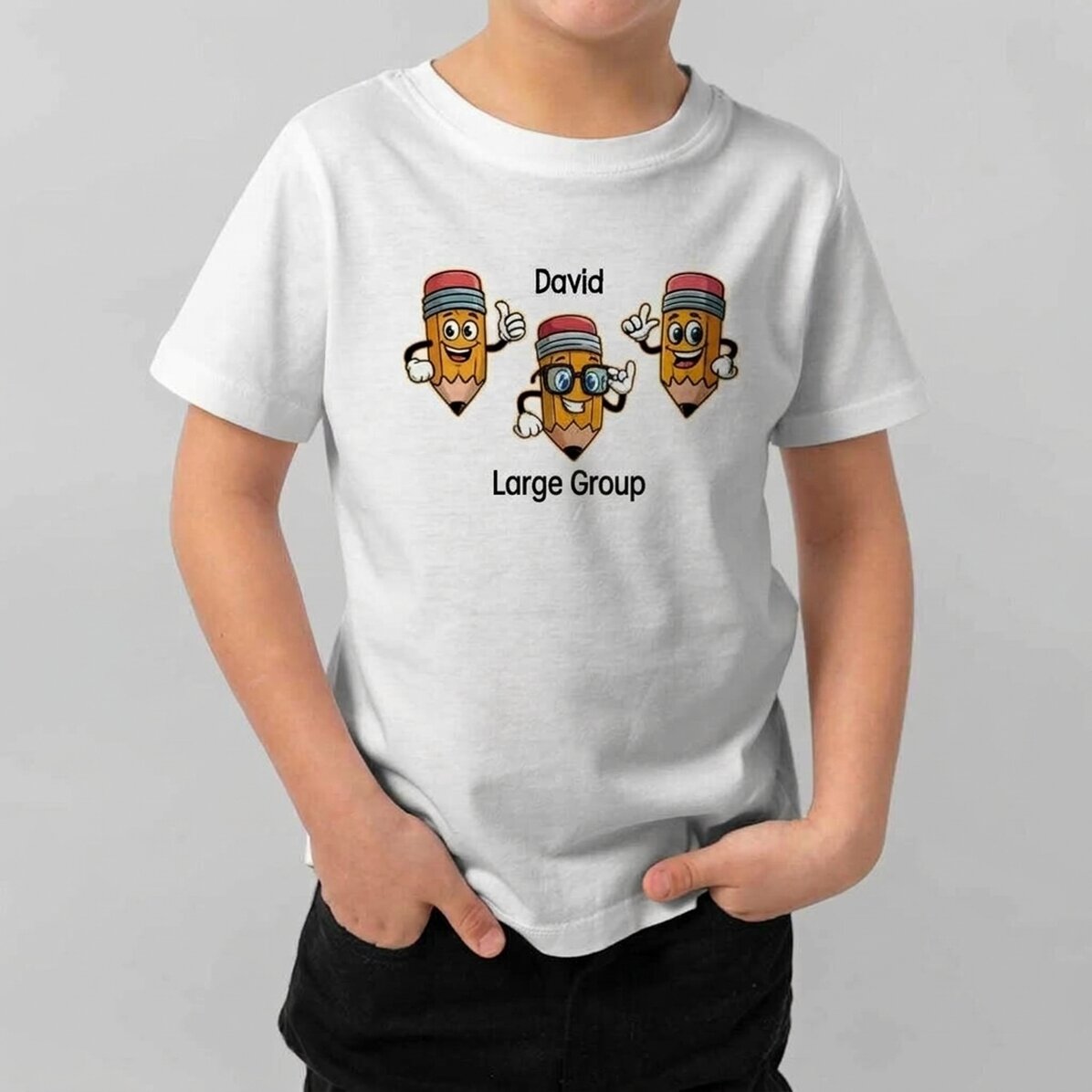 Personalised cotton T-shirt for children with message - Pencils