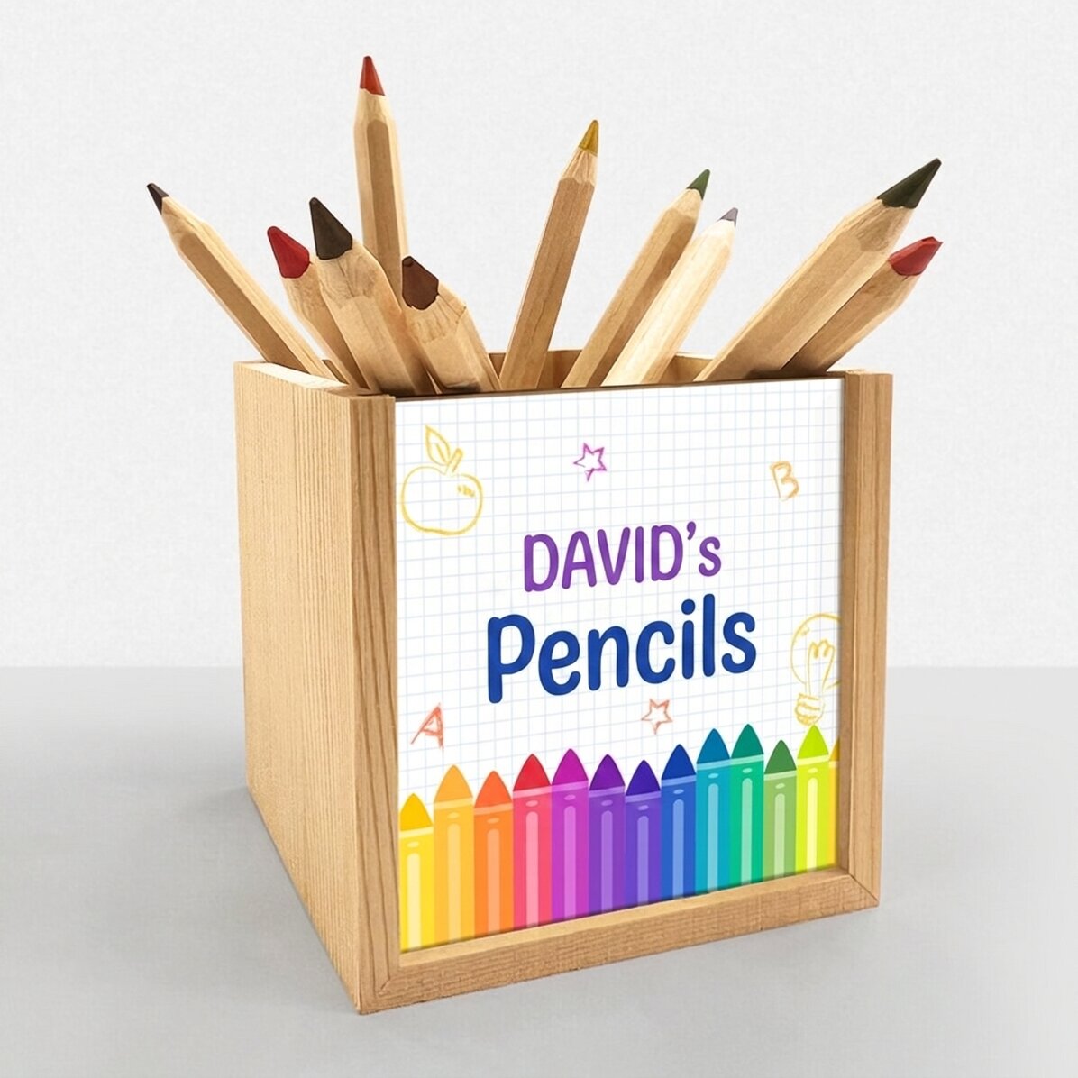 Personalised pencil holder with text - Colours