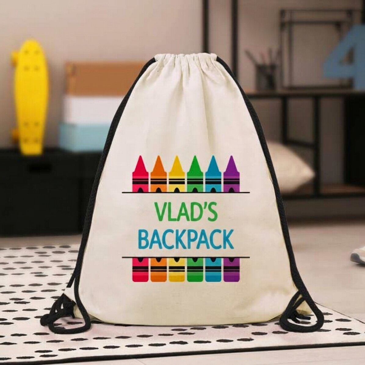 Personalised backpack with text - Coloured pencils