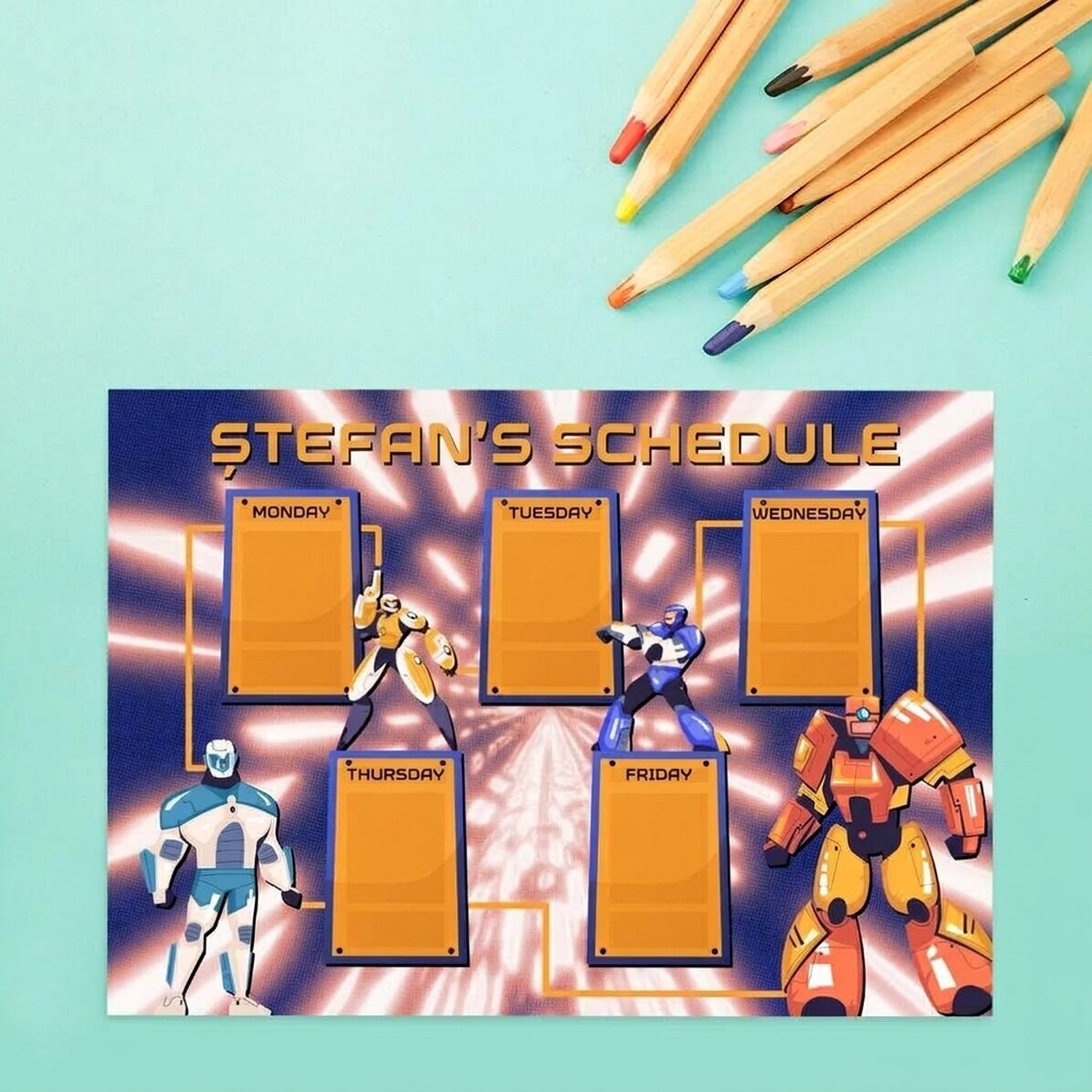 Customised timetable with text - Robots
