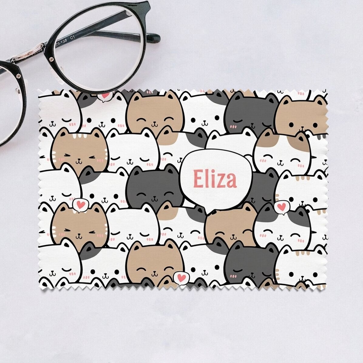 Personalised cloth for cleaning screens/glasses - Cute cats