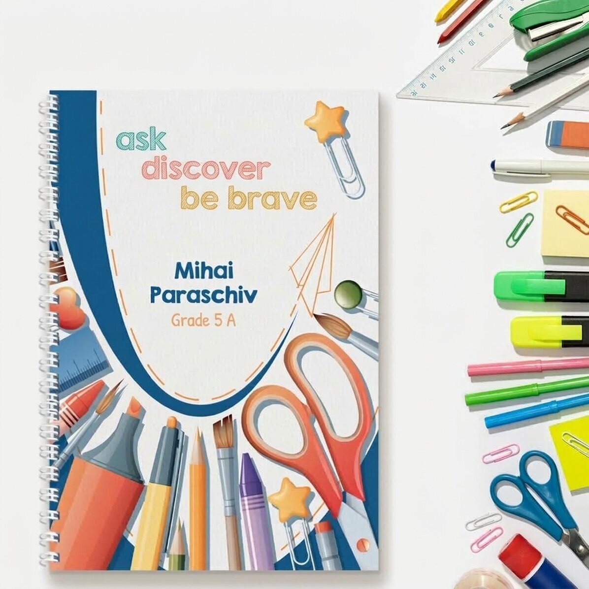Personalised notebook with text - Be curious