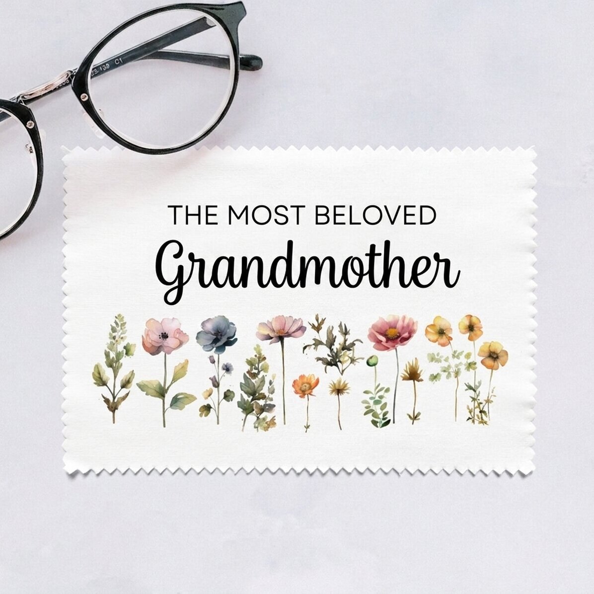 Personalised cloth for cleaning screens/glasses - Floral