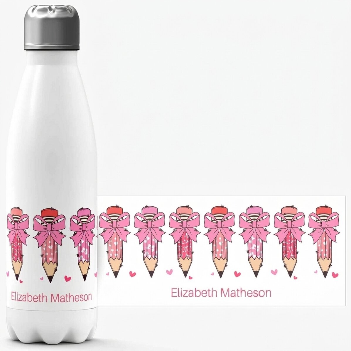 Thermos with white base personalised with message - Pencils