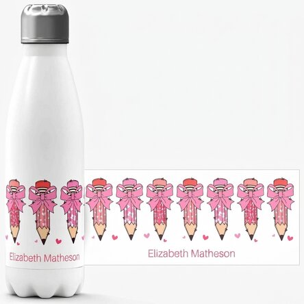 Thermos with white base personalised with message - Pencils