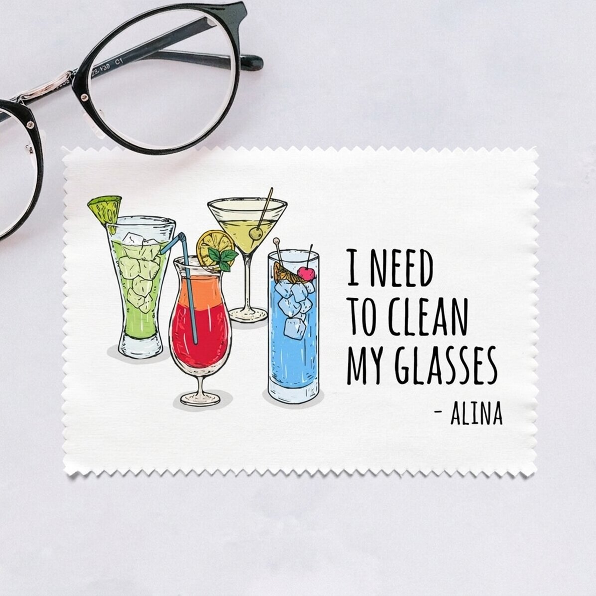 Personalised cloth for cleaning screens/glasses - Glasses