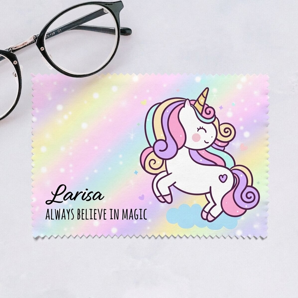 Personalised cloth for cleaning screens/glasses - Unicorn