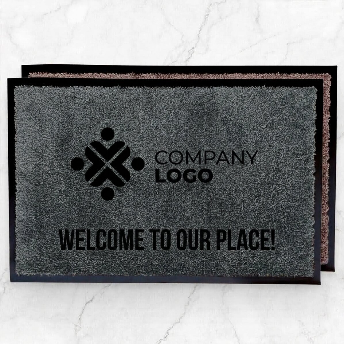 Customised indoor entrance mat with logo and message