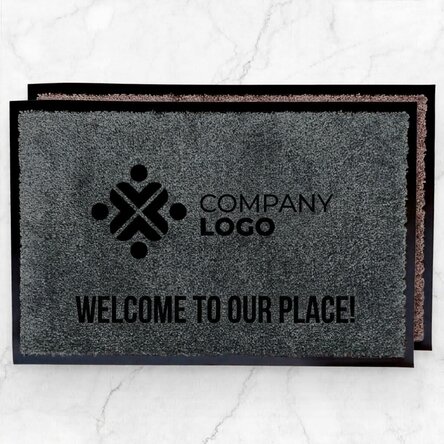 Customised indoor entrance mat with logo and message