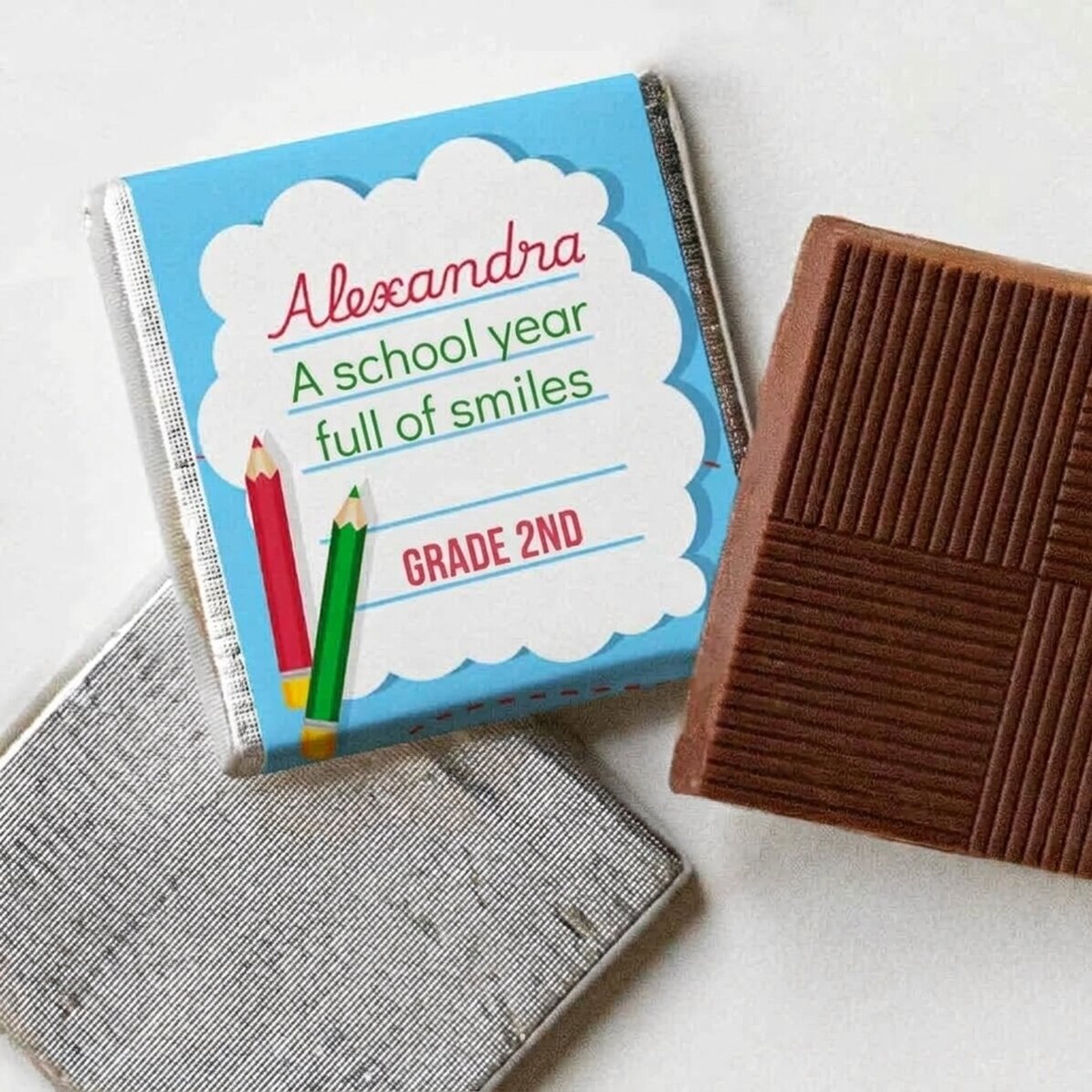 Personalised mini chocolate with message - School