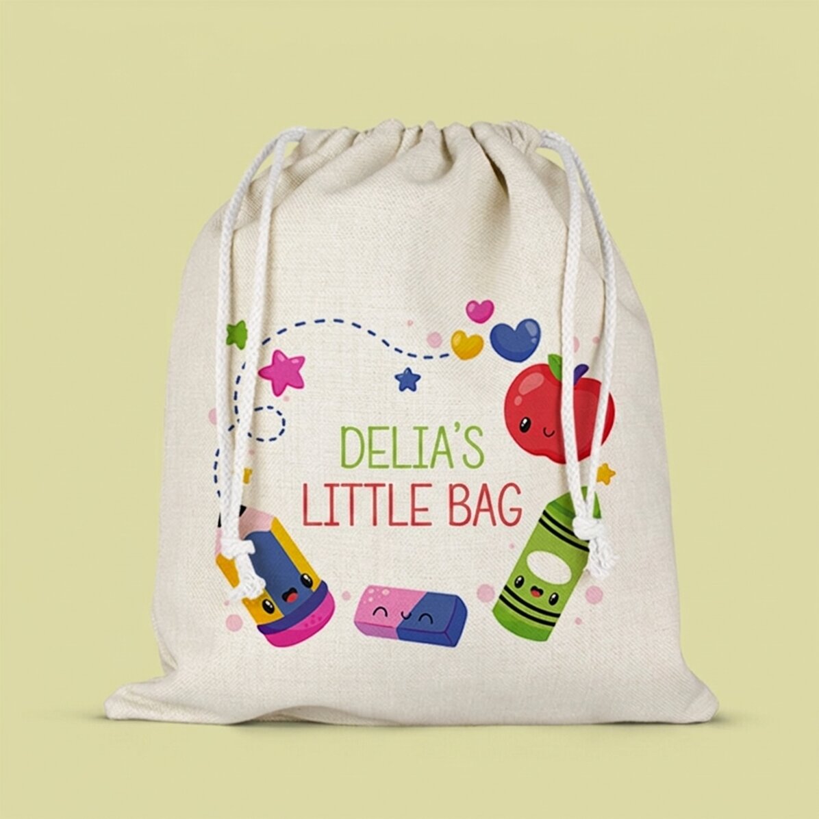 Personalised nursery bag with text - Colours