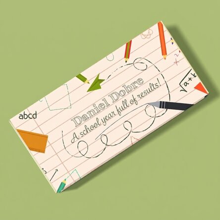 Personalised chocolate with text - School notebook