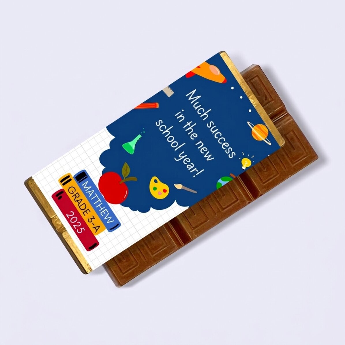 Mini chocolate bar personalised with a message - Good luck!