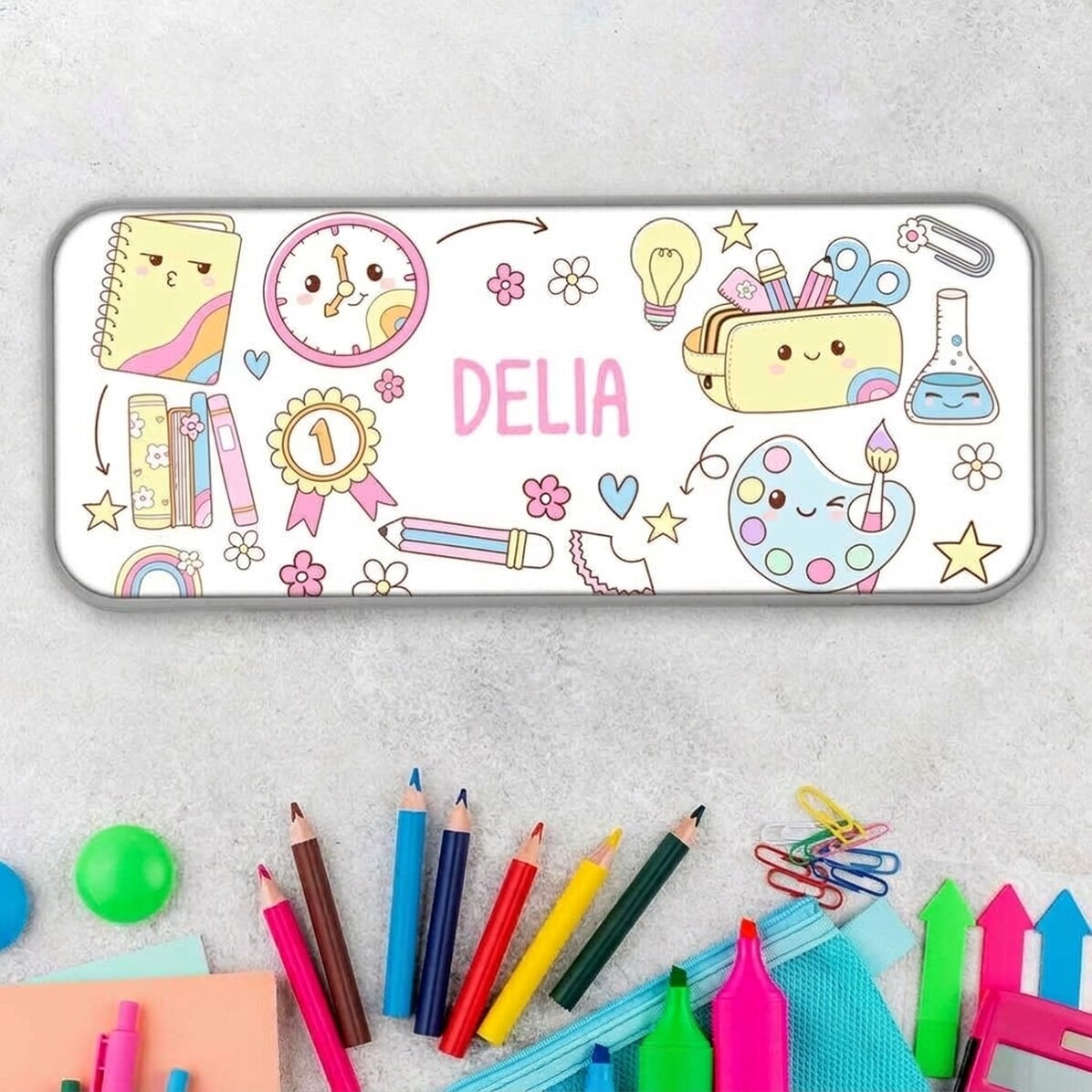 Personalised pencil case with text - School
