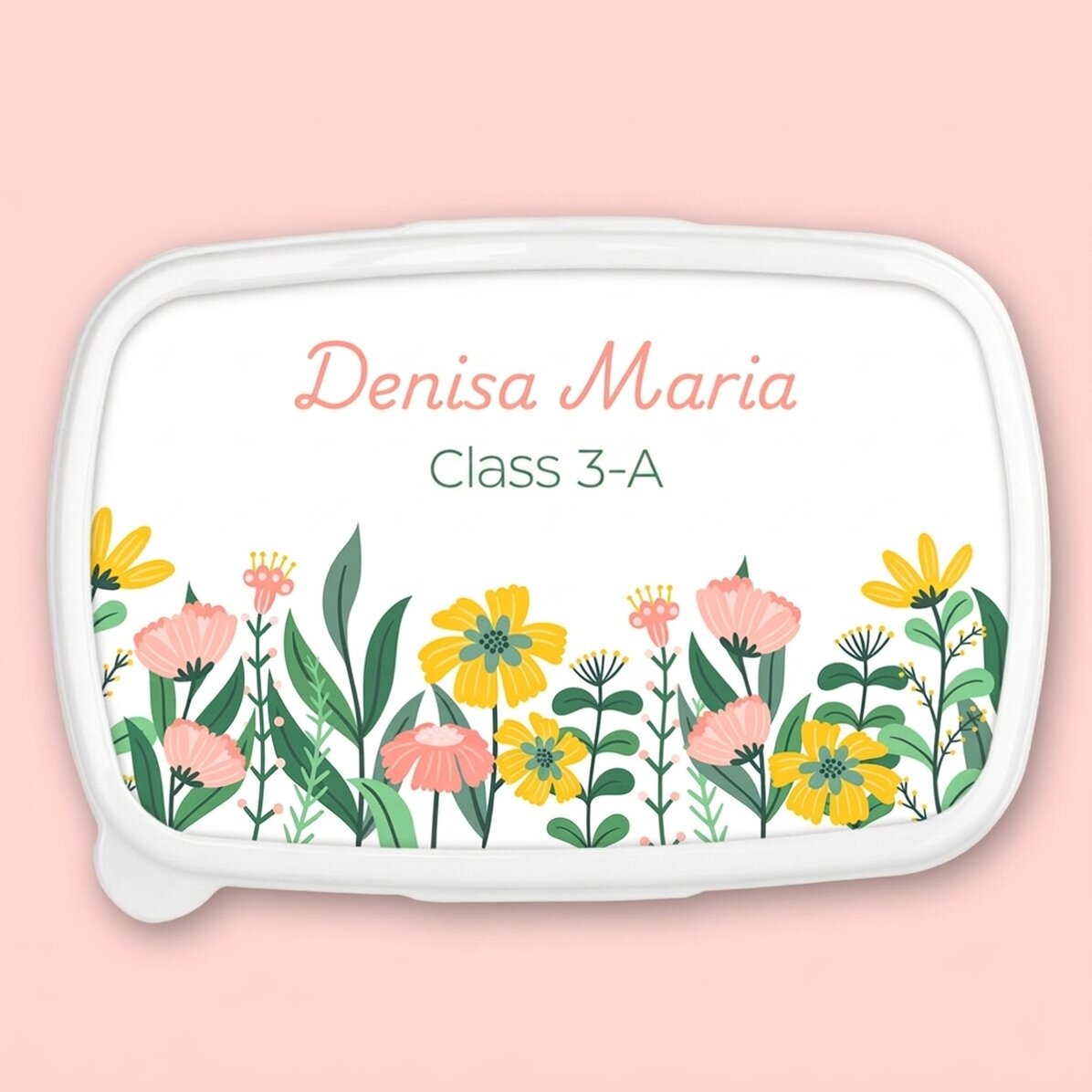 Lunch box, personalised casserole dish with text - Flowers