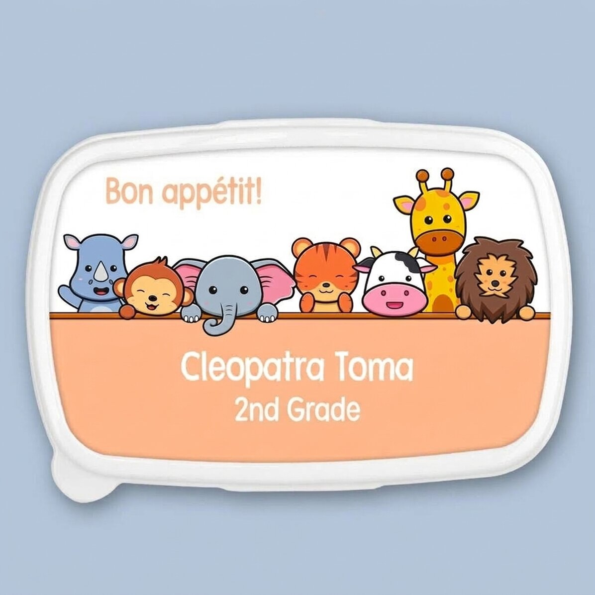 Lunch box, personalised casserole dish with text - Animals
