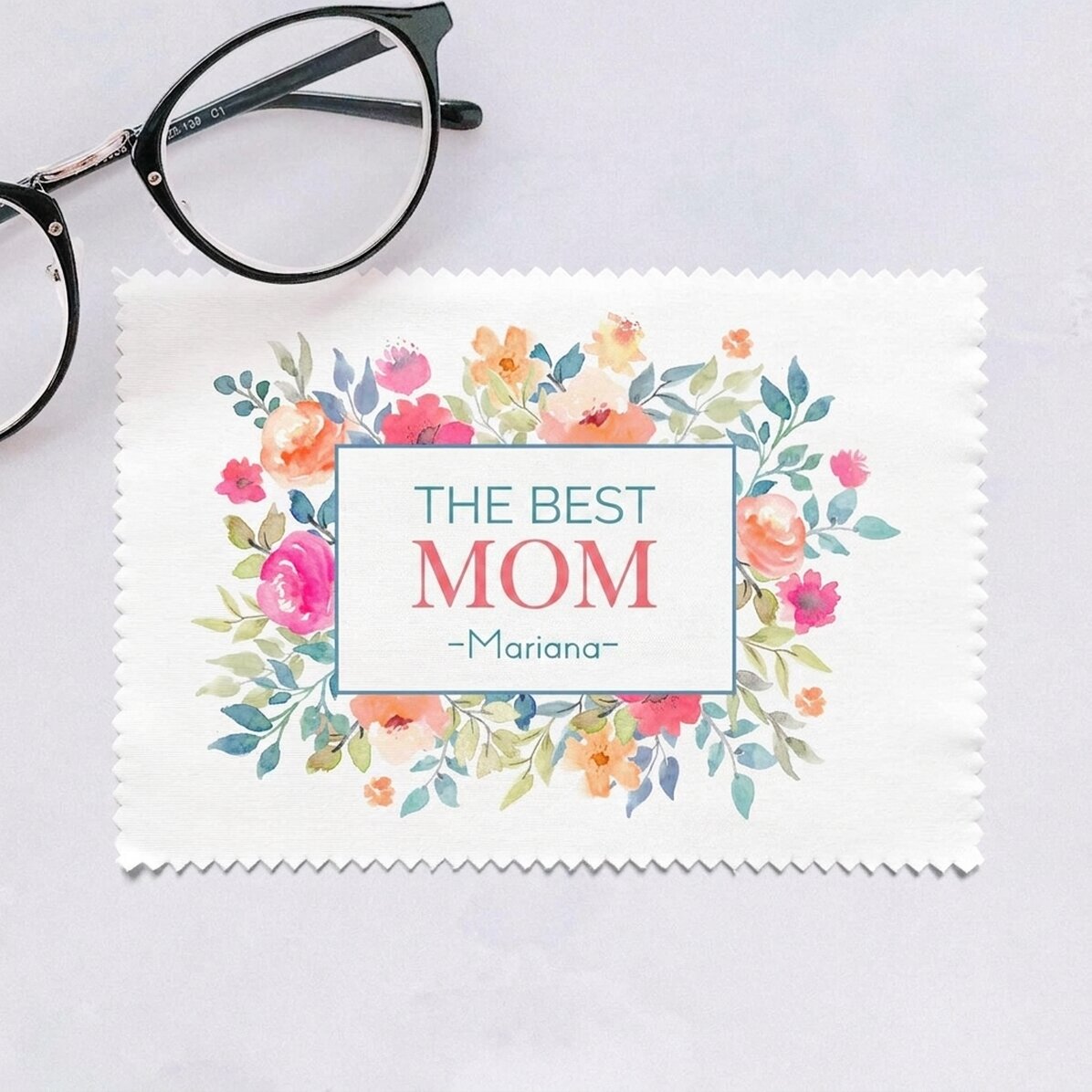 Personalised cloth for cleaning screens/glasses - Flowers
