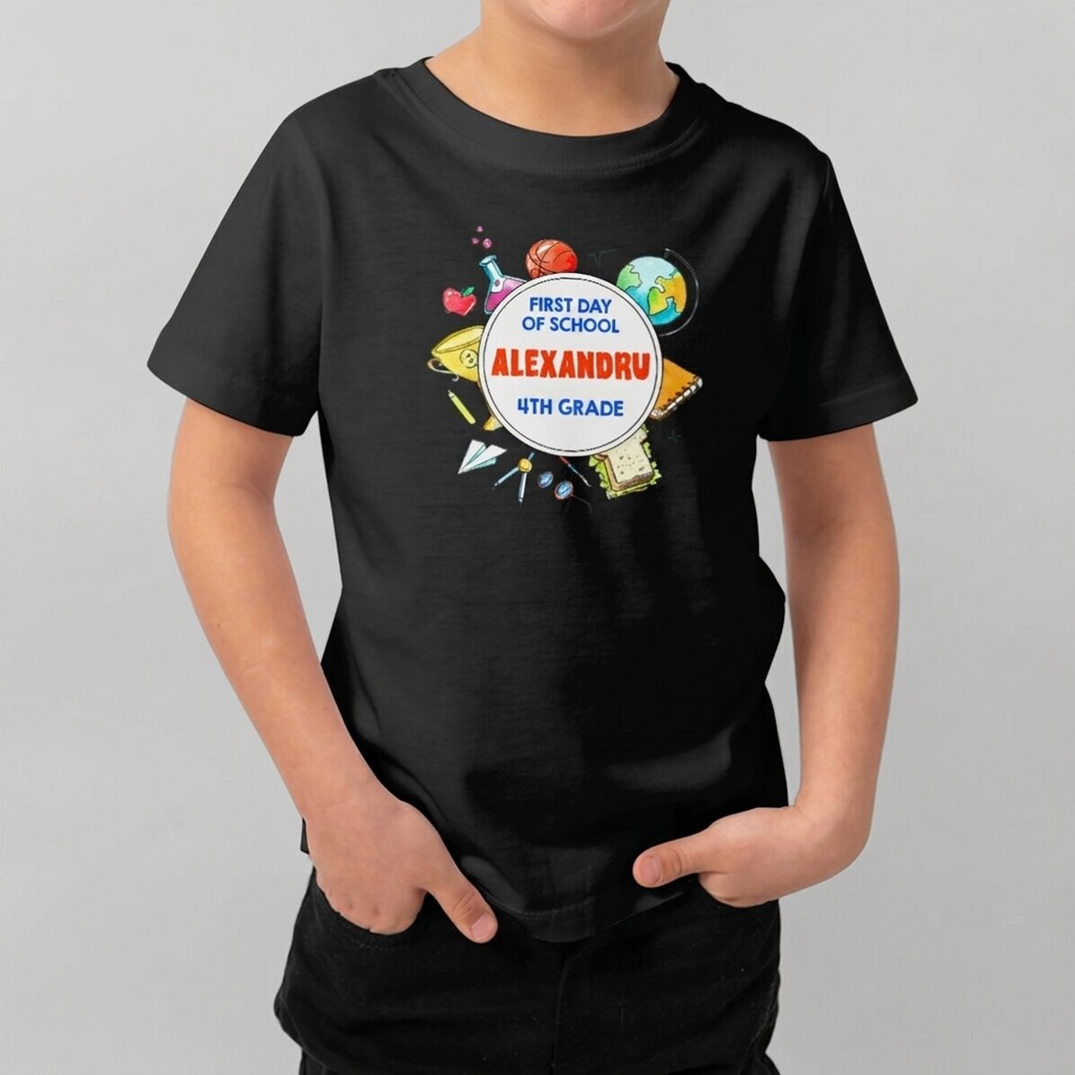 Personalised cotton T-shirt for children with message - Back to school