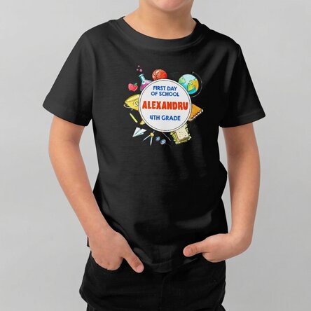 Personalised cotton T-shirt for children with message - Back to school