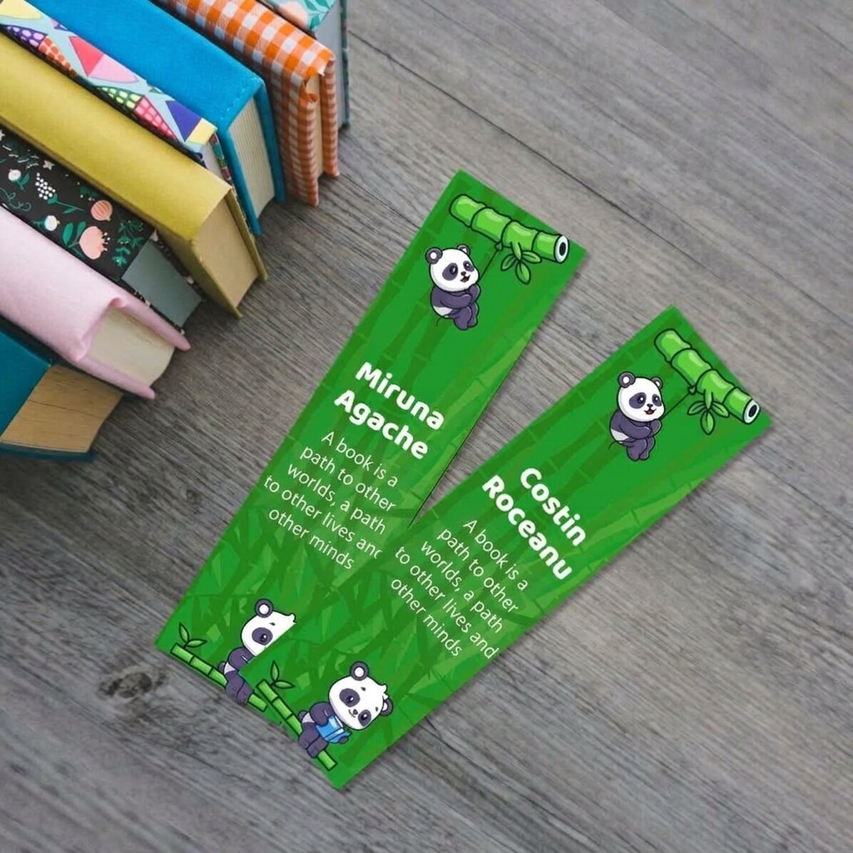 Personalised bookmark with text - Cute Panda