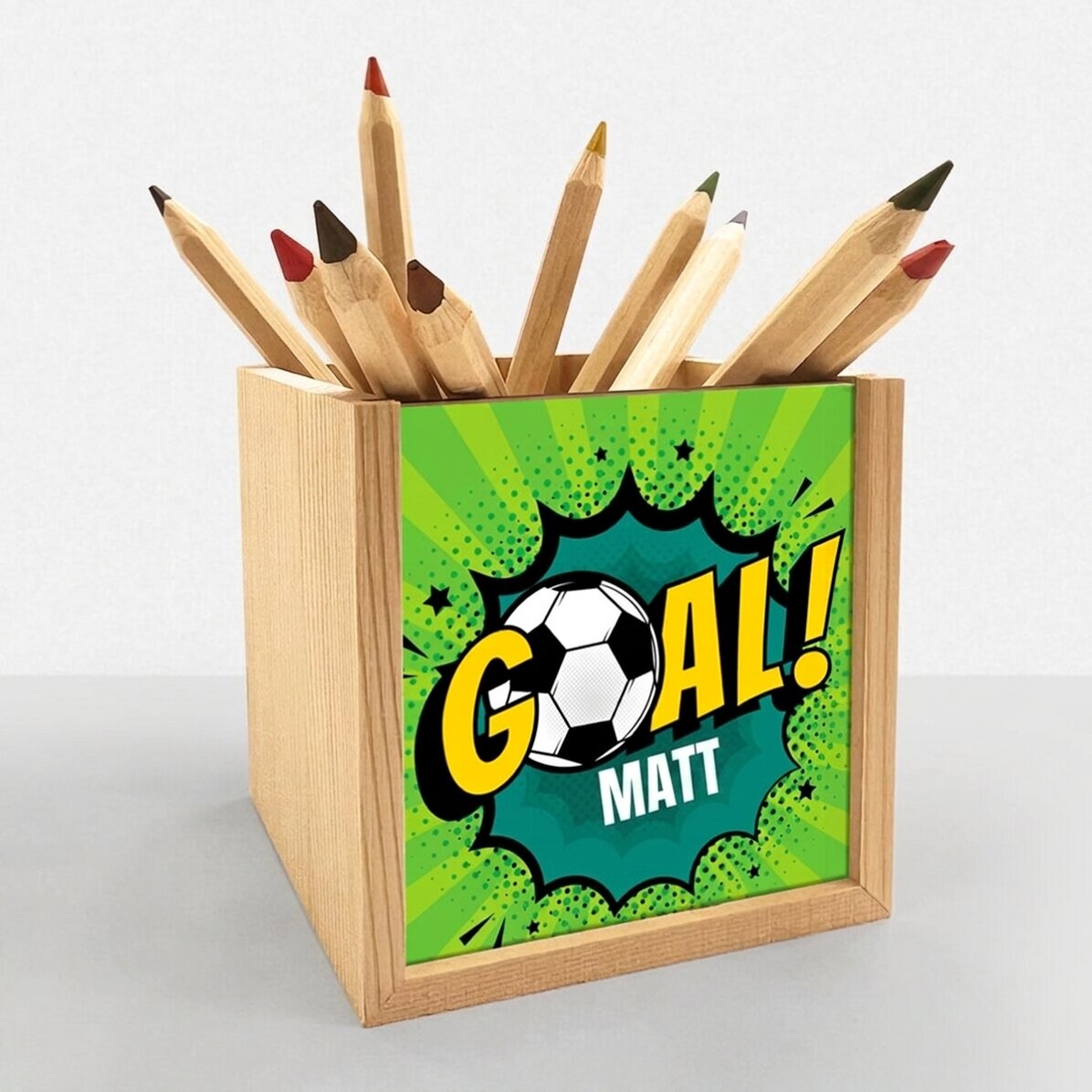 Personalised pencil holder with text - Football