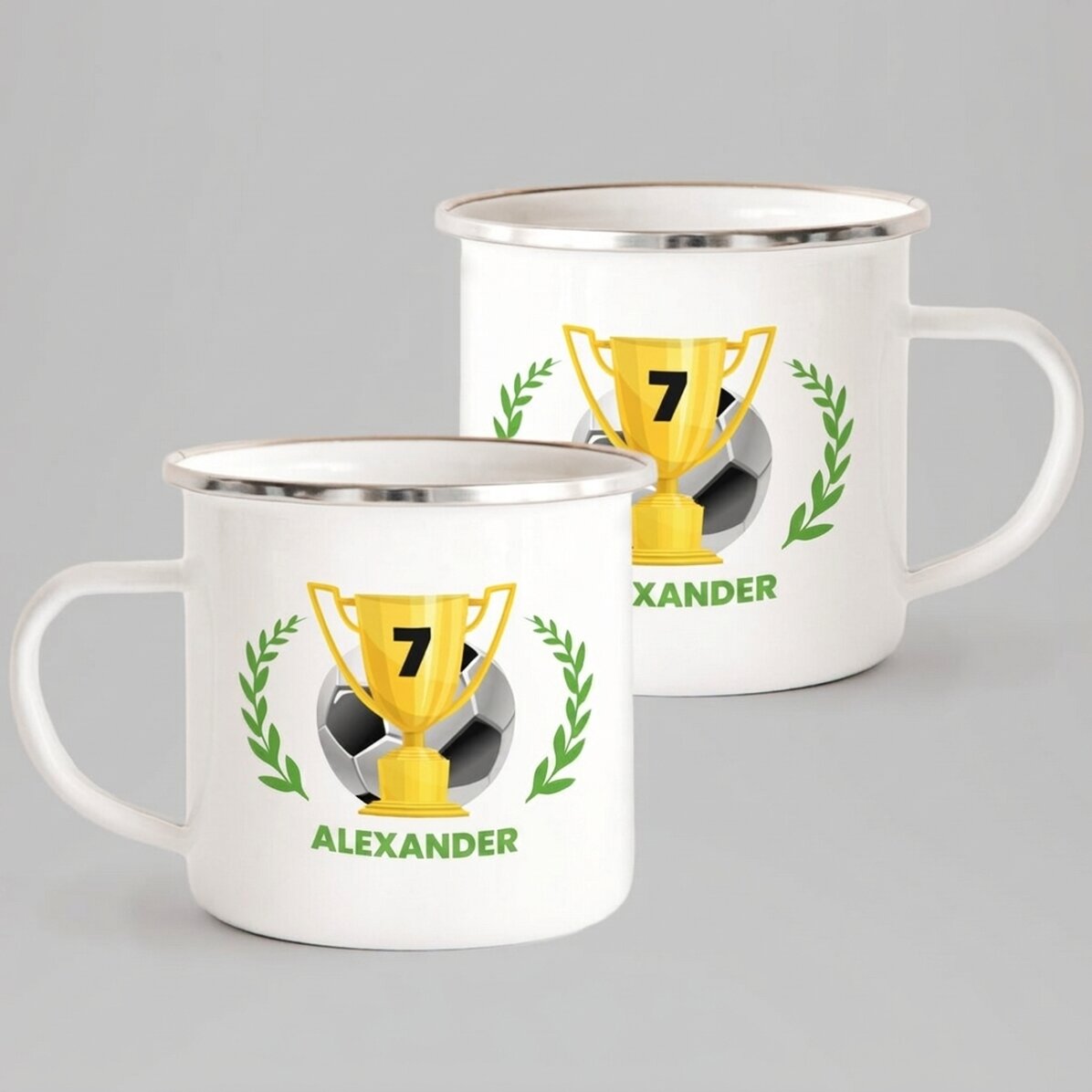 Personalised enamel mug with message - Champion
