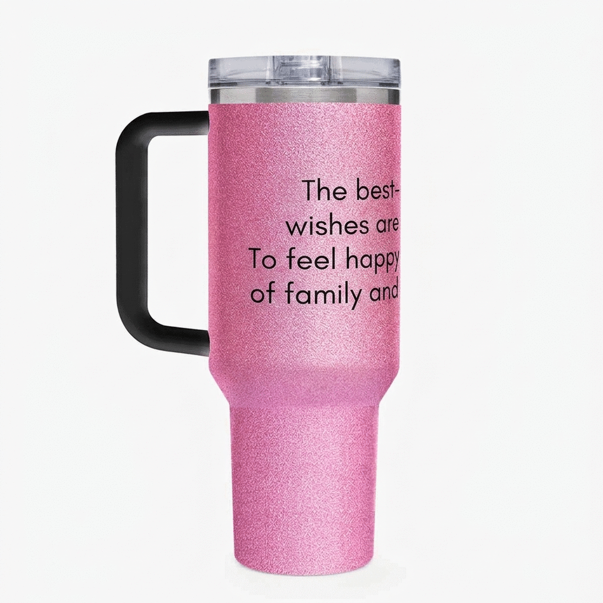 Thermos mug with handle and straw, personalised with a message for your loved ones