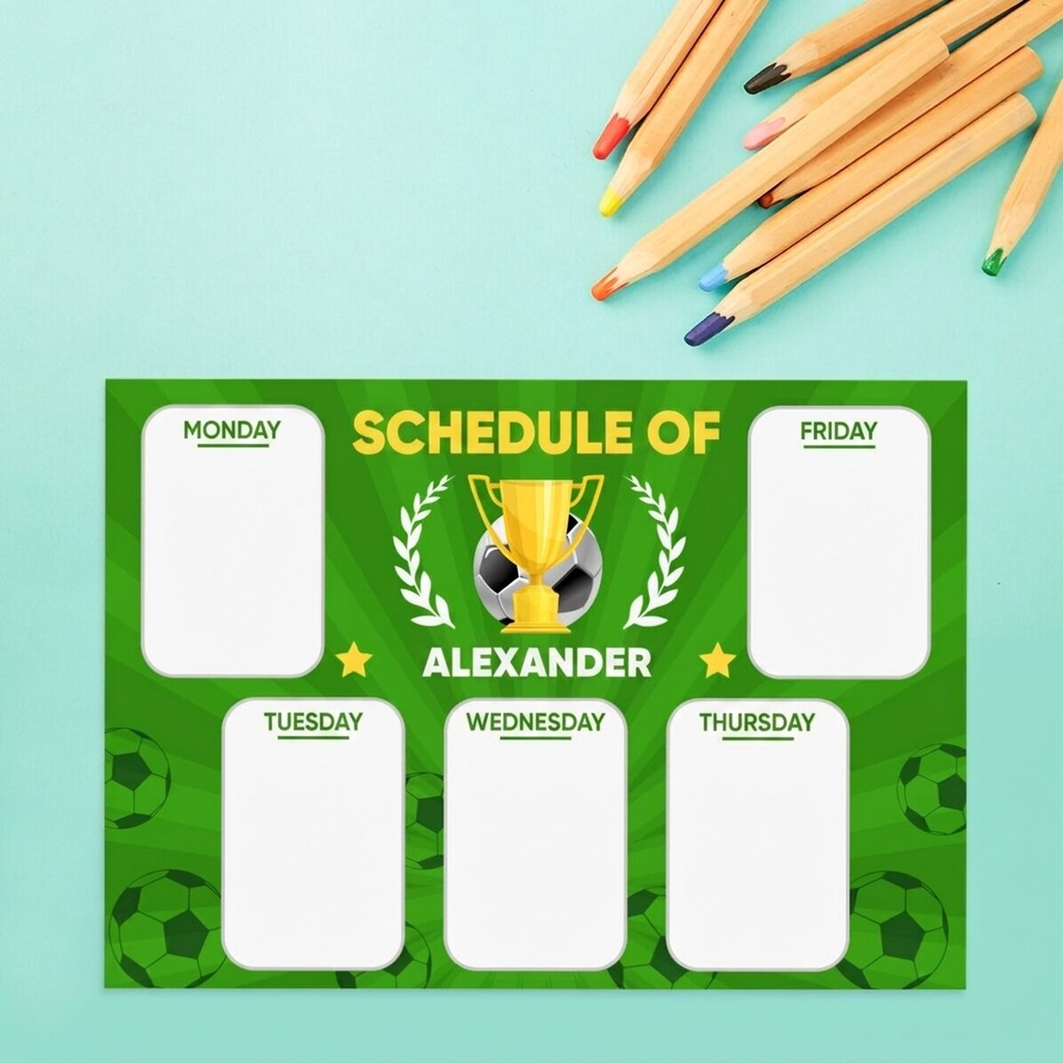 Customised timetable with text - Champion