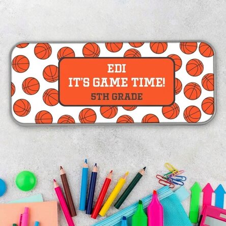 Personalised pencil case with text - Basketball