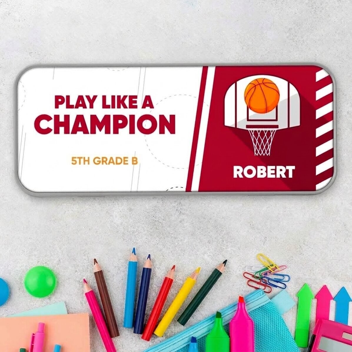 Personalised pencil case with message - Basketball