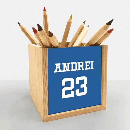 Personalised pencil holder with text - Sport