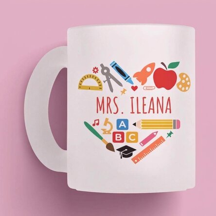 Personalised mug with text for teachers - Heart