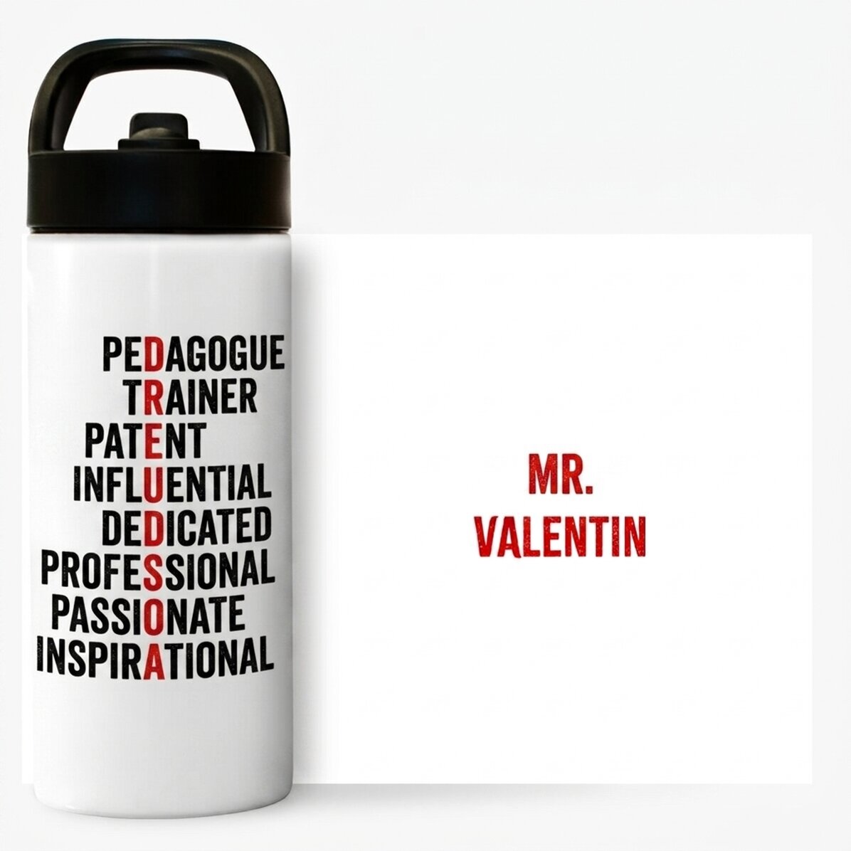 Thermos with handle and straw personalised with name - Teacher