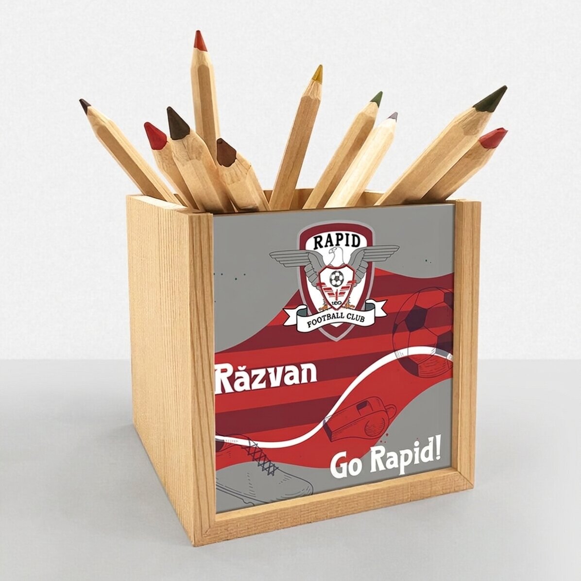FC Rapid pencil holder personalised with text - Soccer