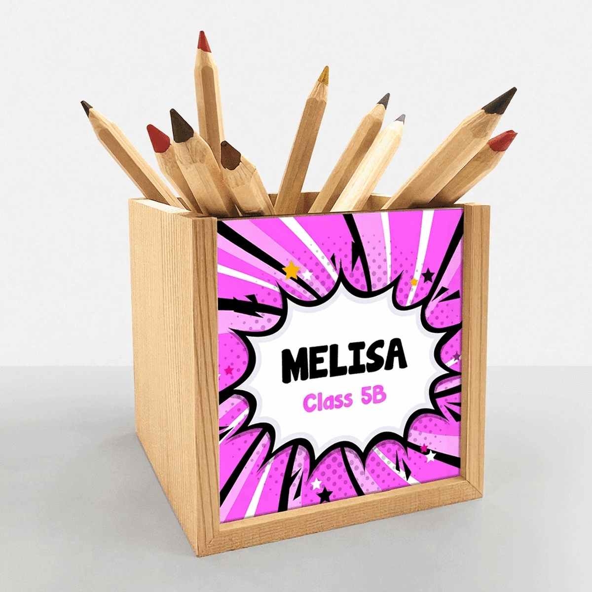 Personalised pencil holder with text - Comics