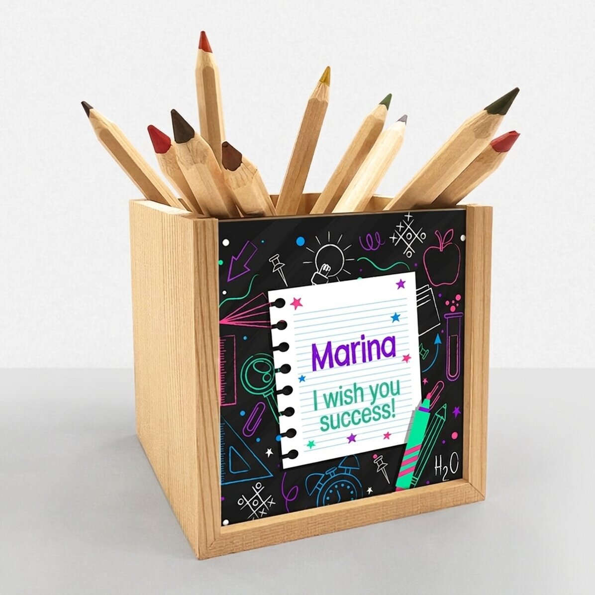Personalised pencil holder with text for teenagers