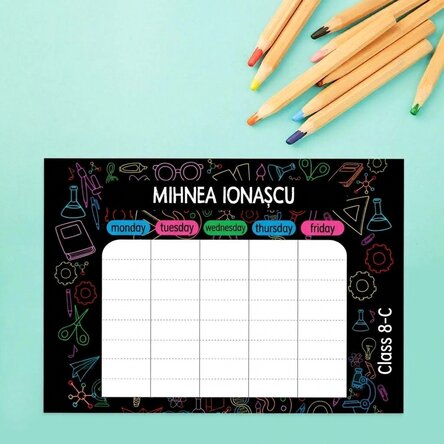 Personalised timetable with text - Colours
