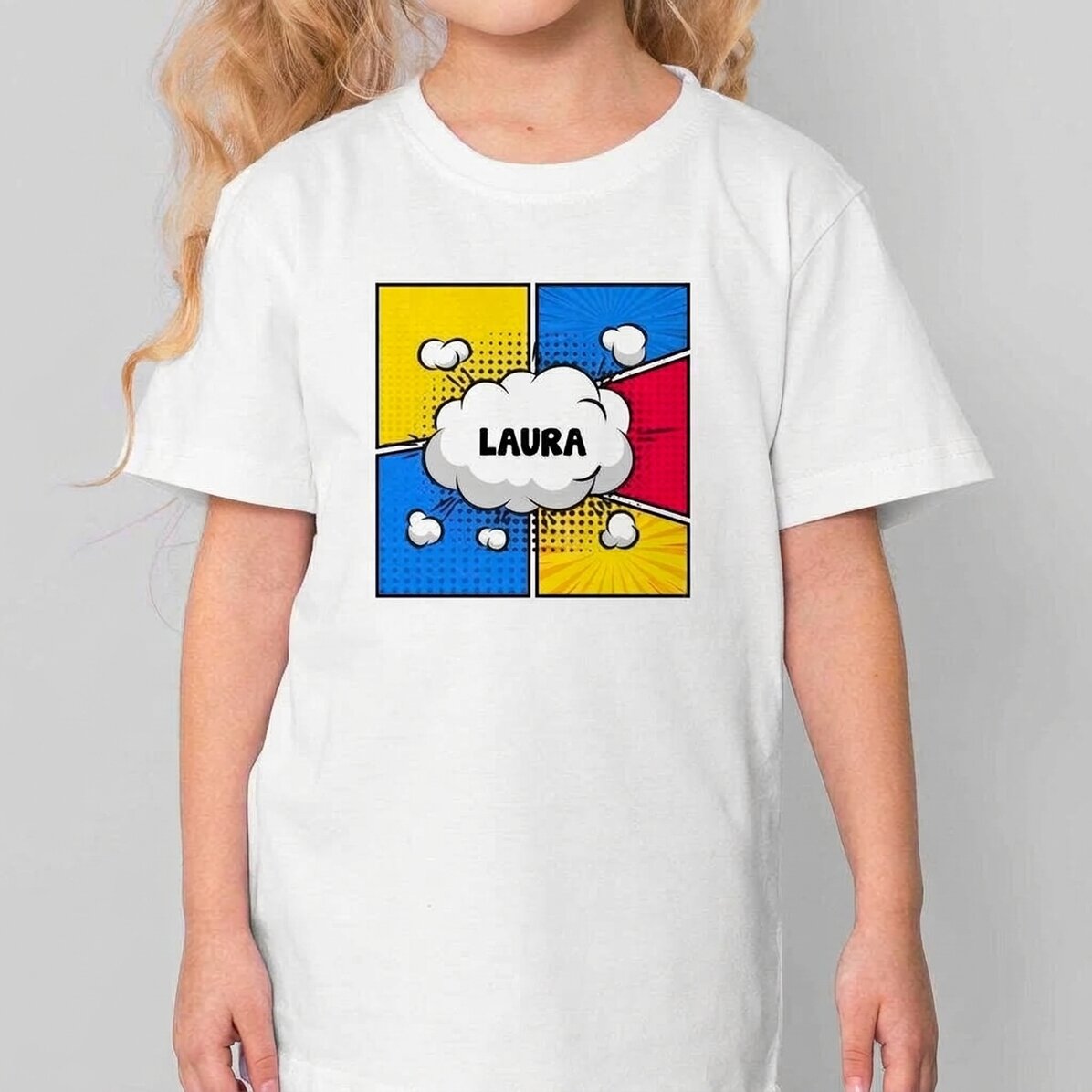 Personalised cotton T-shirt for children with name - Comics