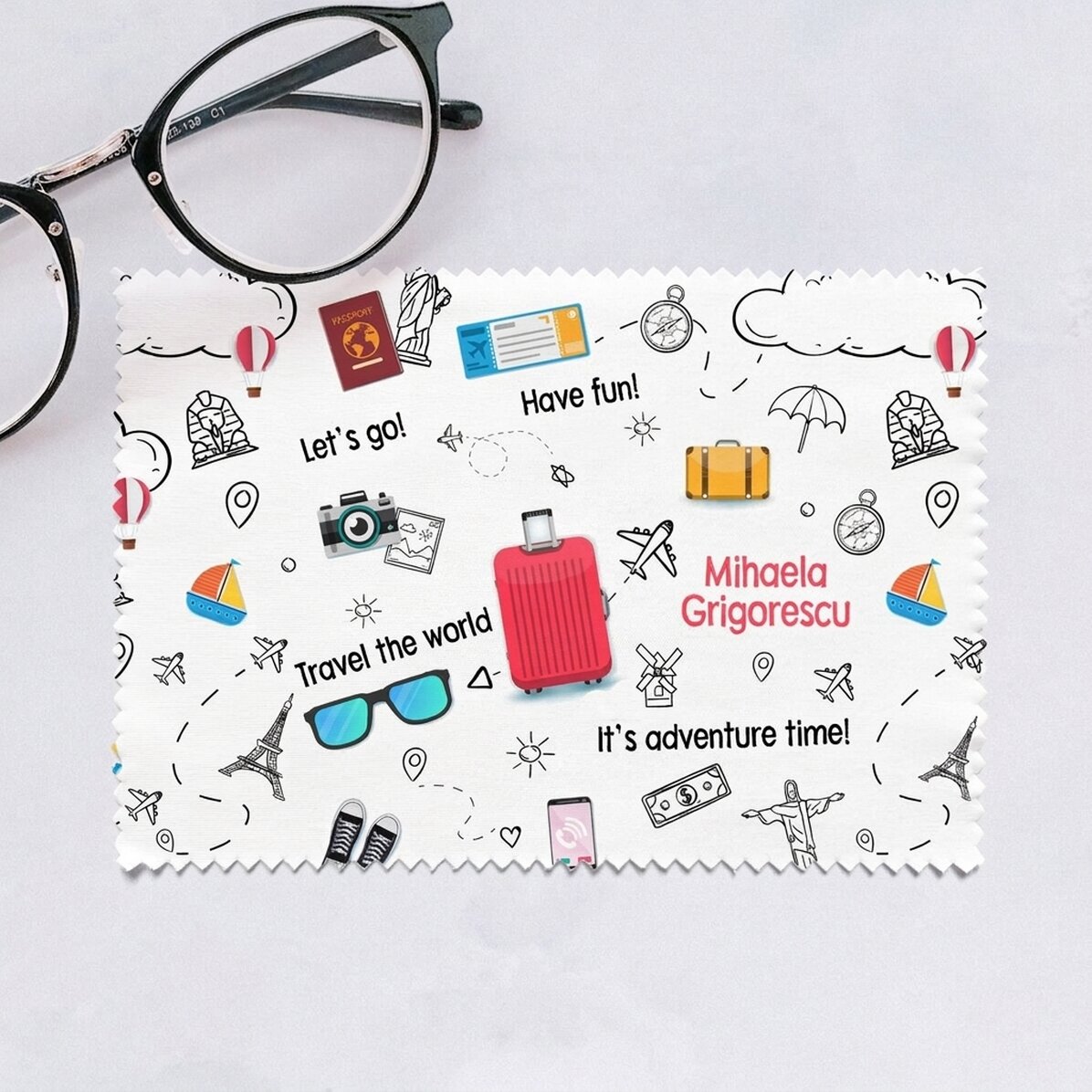 Personalised cloth for cleaning screens/glasses - Travel