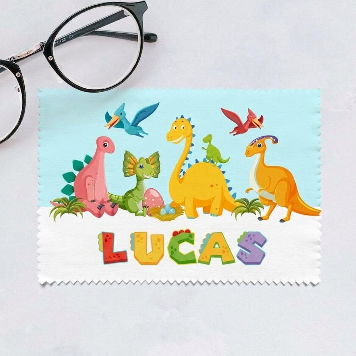 Personalised cloth for cleaning screens/glasses - Dino
