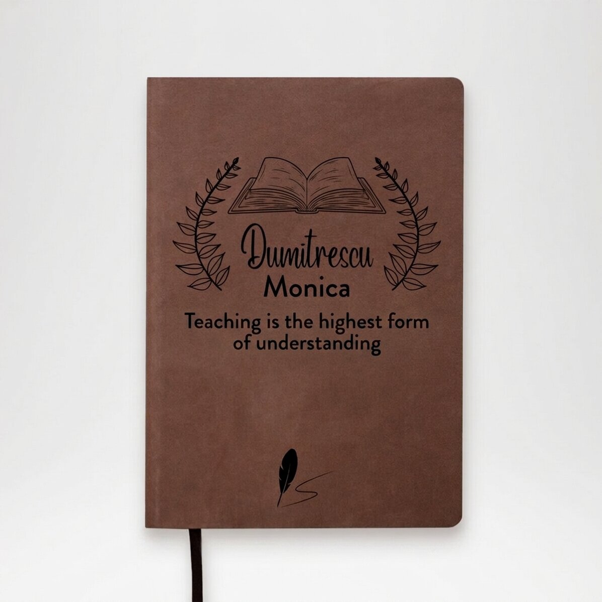 Personalised leather diary with text for teachers - The fruits of education