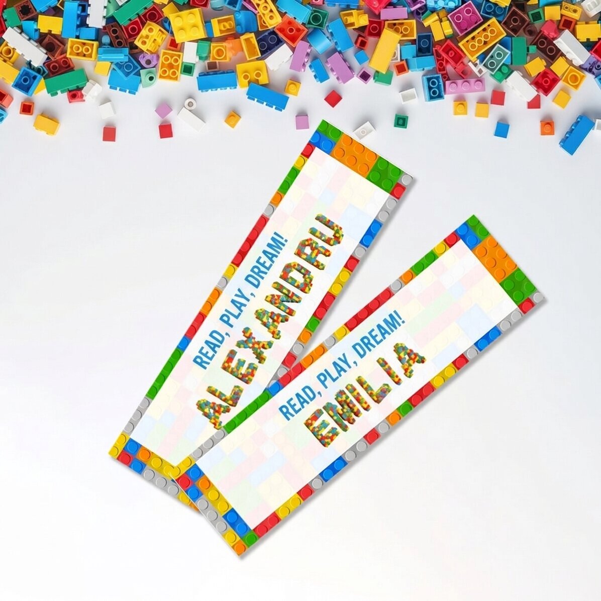 Personalised bookmark with text - Lego