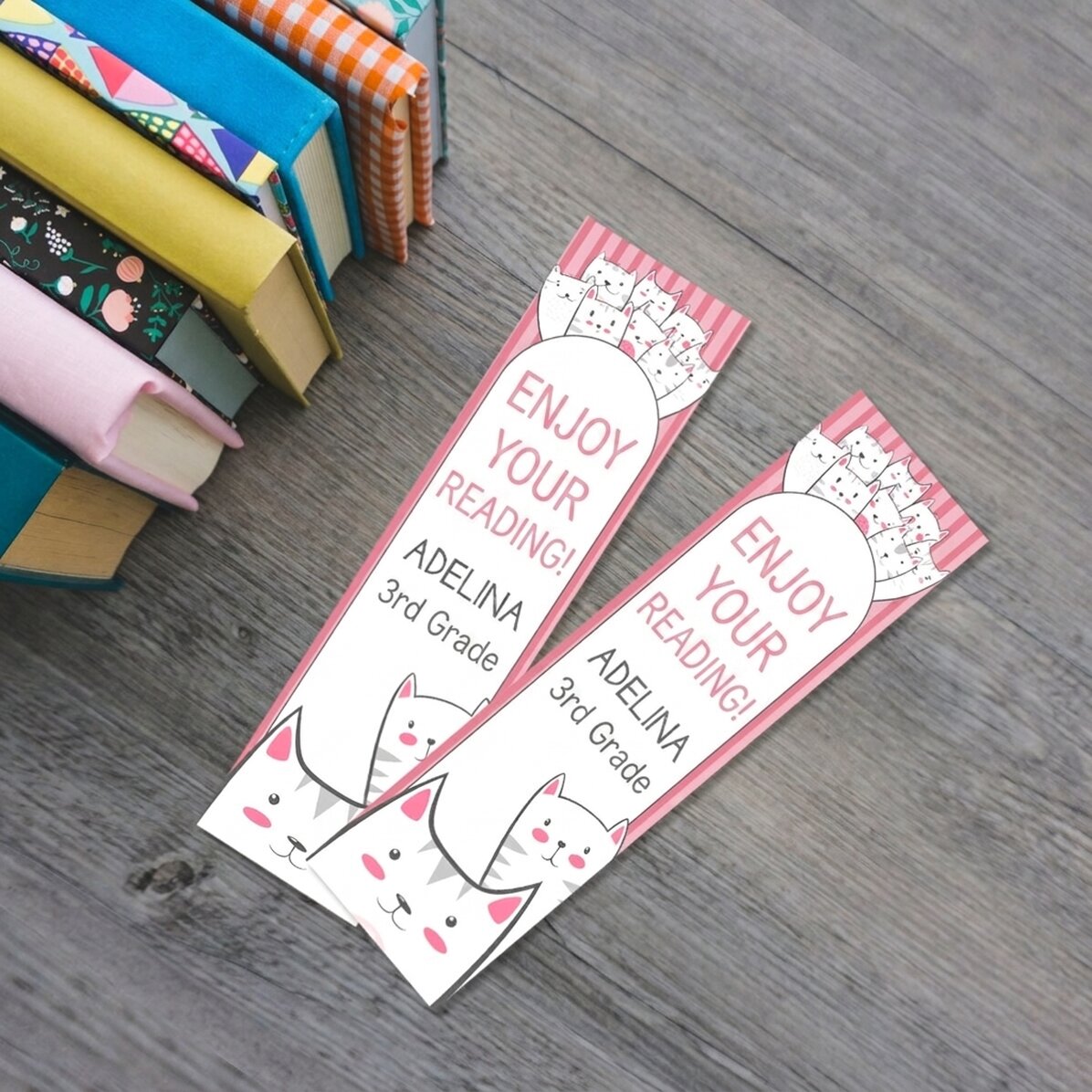 Personalised bookmark with text - Kitty
