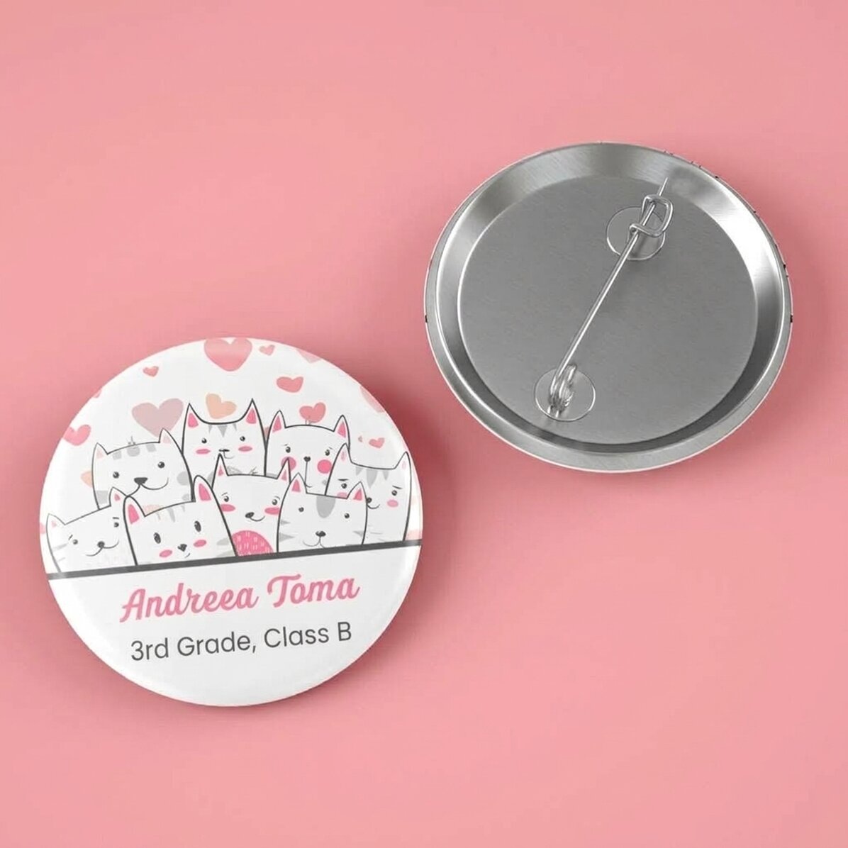 Personalised badge with text - Kitty