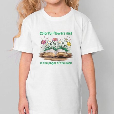 Personalised cotton T-shirt for children with text - Colourful flowers