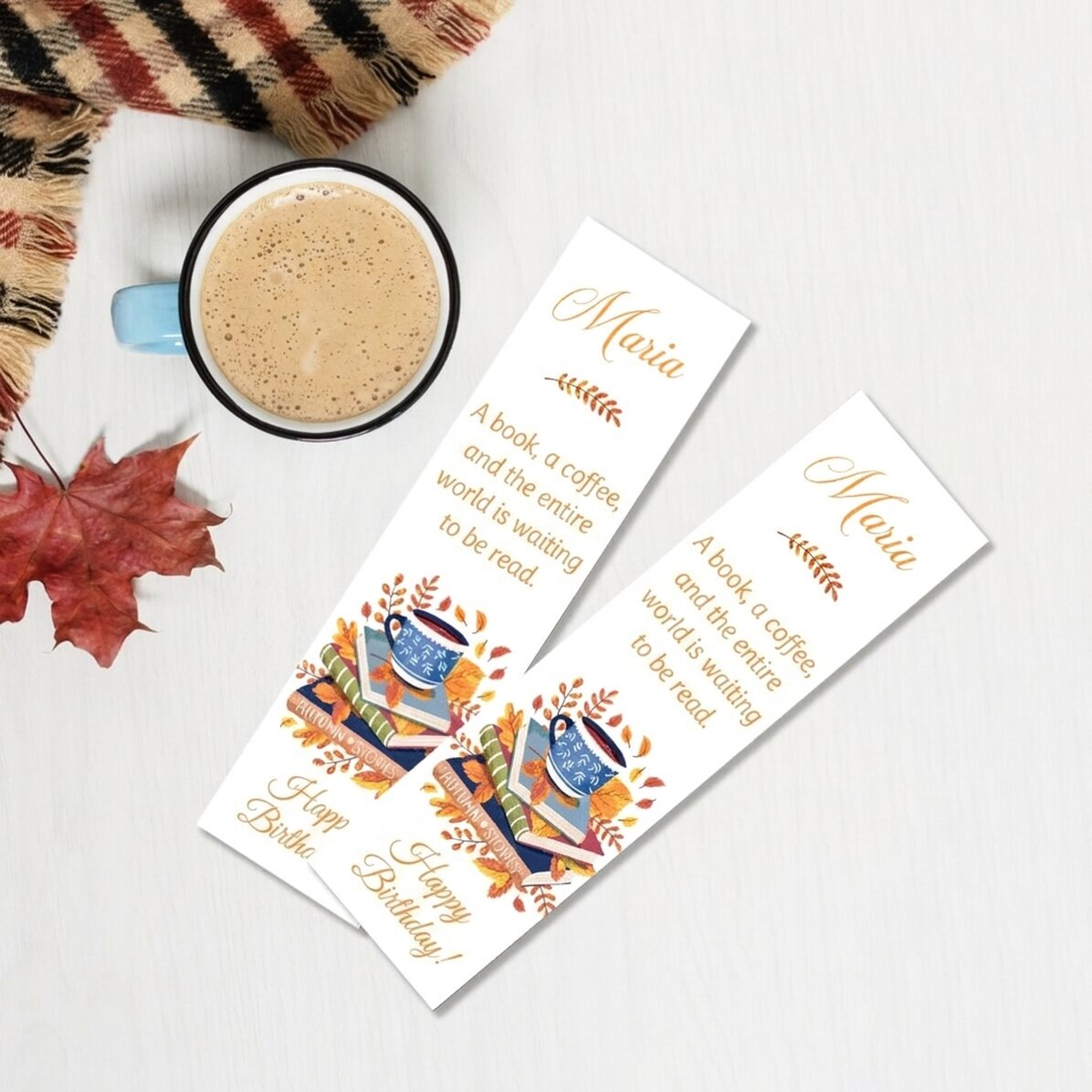Personalised bookmark with text - Autumn