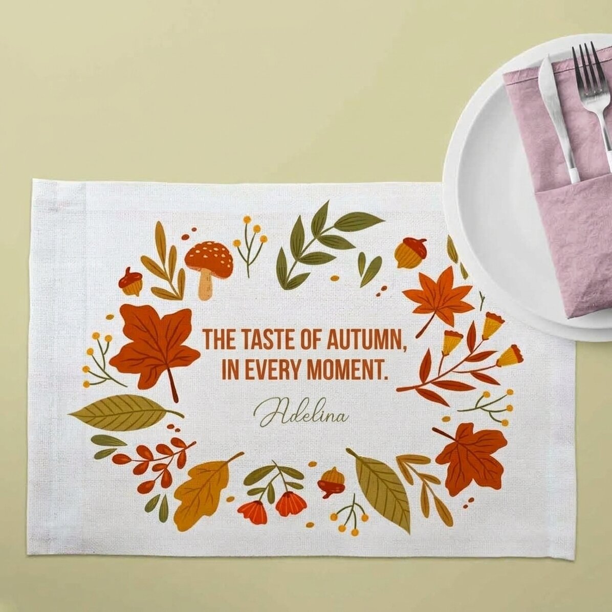 Personalised plate holder with message - Autumn